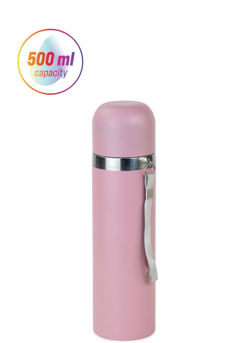 Nessan - Thermos Flask 500ml - Insulated Vacuum Flask -Pink - Image 1