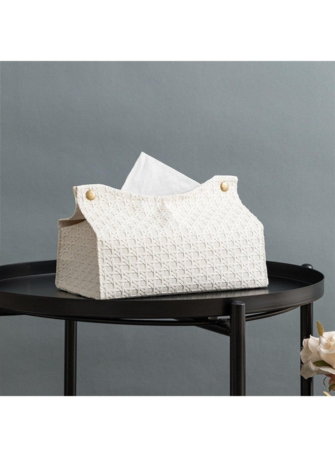 بيوينتي حامل مناديل من الجلد الصناعي، صندوق مناديل لغرفة المعيشة، طاولة شاي، صندوق مناديل من الجلد الصناعي، سطح مكتب المطبخ، حامل مناديل نورديك، صندوق تخزين منزلي، صندوق مناديل (أبيض) - Image 2