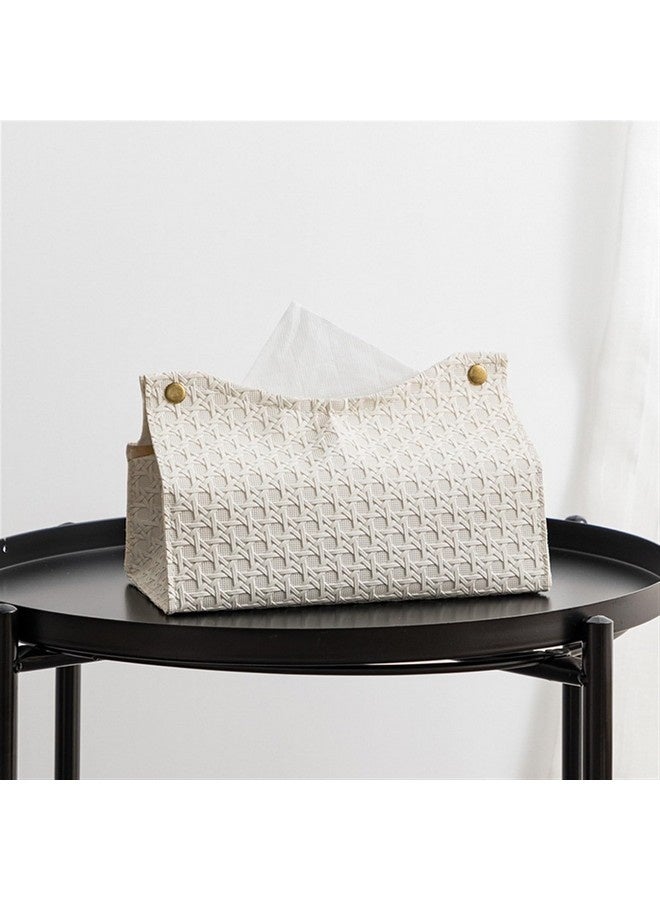 بيوينتي حامل مناديل من الجلد الصناعي، صندوق مناديل لغرفة المعيشة، طاولة شاي، صندوق مناديل من الجلد الصناعي، سطح مكتب المطبخ، حامل مناديل نورديك، صندوق تخزين منزلي، صندوق مناديل (أبيض) - Image 3