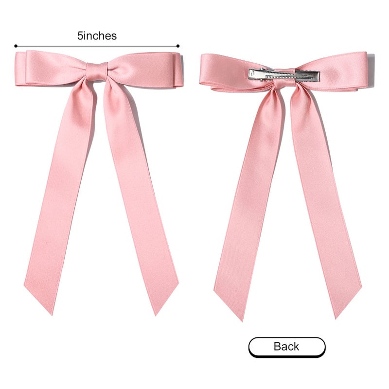 Aileam 10PCS Silky Satin Hair Bows Hair Clip Ribbon Accessories Ponytail Holder Slides Metal Clips French Barrette Hair Bow for Women Girls Toddlers Teens Kids - Image 3