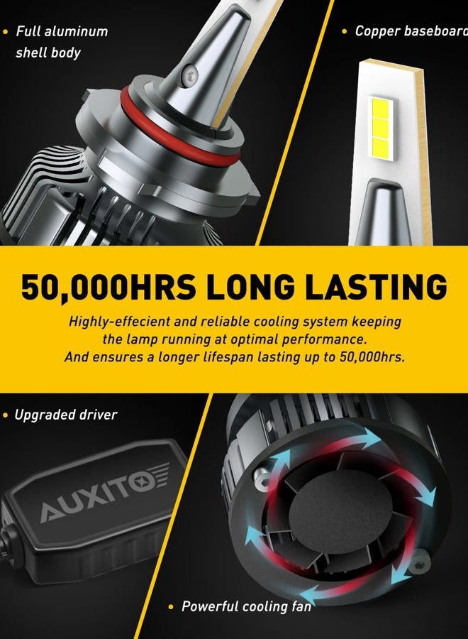 AUXITO 9005 LED Headlight Bulbs Mini Sized CanBus Ready 80W 16,000LM/Pair, AUXITO 9005 (HB3) Headlight LED Bulb Conversion Kit, 6500K Xenon White, Pack of 2 - Image 4