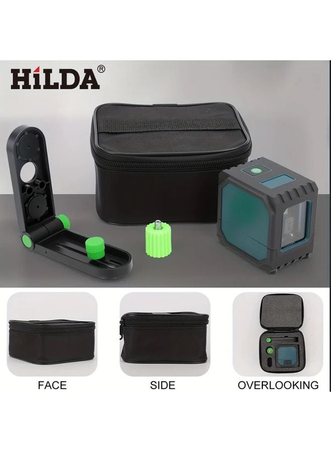 هيلدا ميني ميزان ليزر محمول عالي الدقة، إسقاط خطين بالضوء الأخضر، مستوى أزرق - Image 1