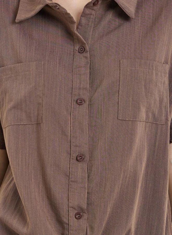 Take Two Take Two Knotted Detail Buttoned Shirt and Pants Co-Ords