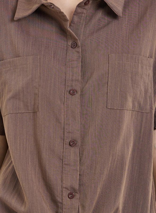 تايك تو طقم قميص وبنطلون بأزرار وتفاصيل عقدتين - Image 3