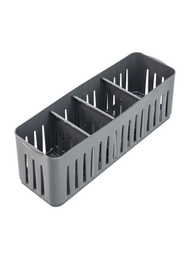 Simplify 4 Compartment Stackable Bin with Adjustable Dividers | Drawer Organizer | Storage Basket | Good for Office | Desk Supplies | Dorm |Bathroom | Accessories | Make Up | Grey - Image 1