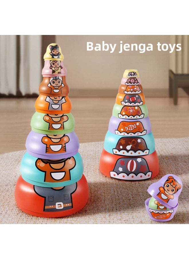 Generic - Children's Russian Matryoshka Doll Jenga 6 Months And Above Jenga Cup 1 To 2 Years Old Baby Toy Circle Early Education 8 Plastic-Color:12-layer Matryoshka Animal Jenga [e-commerce Package] - Image 1