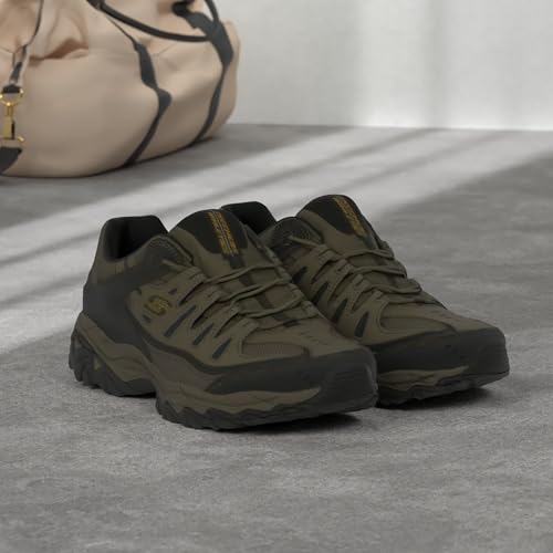 SKECHERS أحذية سكيشرز للرجال بعد الاحتراق M. Fit – جلد علوي، نعل داخلي من رغوة الذاكرة، نعل خارجي من المطاط، Pebble/Black، 13 عريض - Image 2