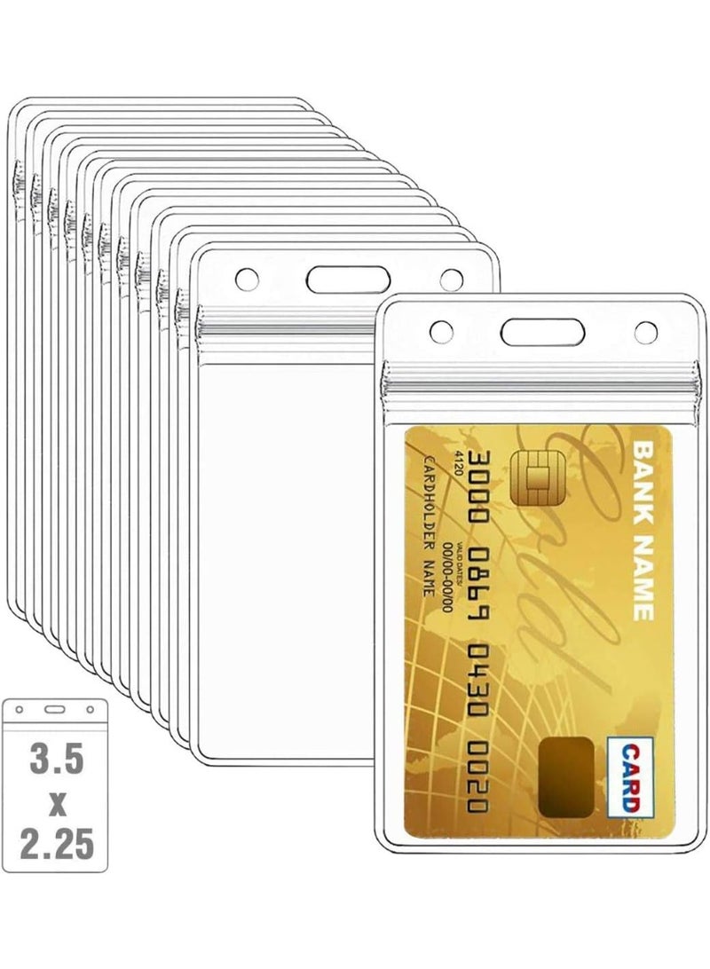 35 Pcs Vertical ID Badge Holders Sealable Waterproof Clear Plastic Holder, Fits RFID/Proximity/Badge Swipe Cards or Credit Card - Image 1
