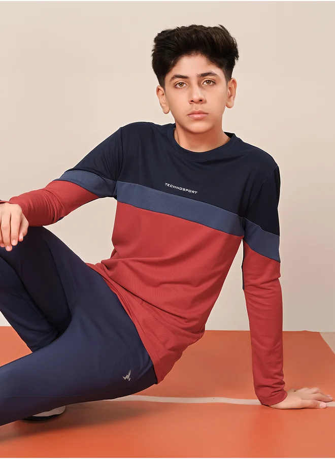 Technosport Color Block Long Sleeve Regular Fit T-Shirt