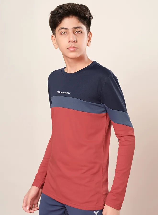 Technosport Color Block Long Sleeve Regular Fit T-Shirt