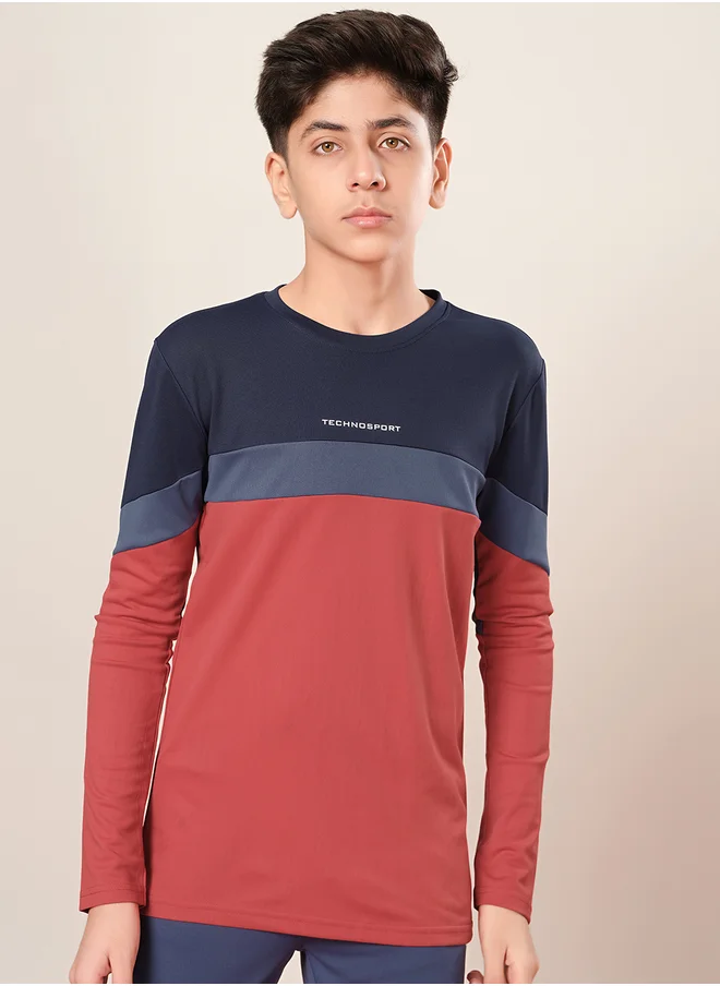 Technosport Color Block Long Sleeve Regular Fit T-Shirt