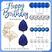 Morofme Blue Silver Balls Cake Decorations Navy Blue Themed Cupcake Toppers White Silver Balloon Cake Topper Glitter Happy Birthday Cake Decor Elegant Boho Cupcake Picks for Wedding Men Birthday Party - Image 4