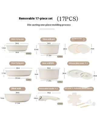 17 Piece Granite Coated Non-Stick Pan Aluminum Cookware Set - Detachable Handle - Easy to Conduct Heat Evenly - Fast and Easy to Clean - PFOA Free - Milk Pan Frying Pan Wok Soup Pan with Lid - pzsku/ZD592AE7BE1C22F62EBACZ/45/_/1740112565/6caf1fed-3fb2-4ceb-930d-f78f5c470918