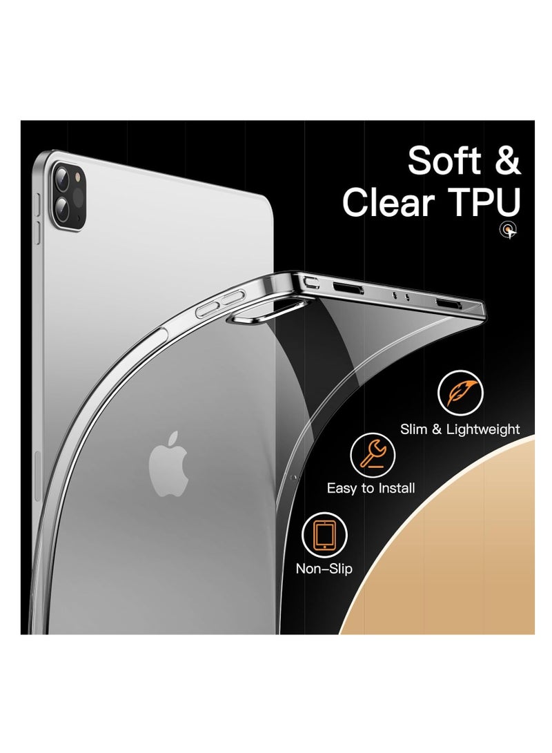 Clear Case for iPad Air 13 Inch M2 2024, iPad Pro 12.9 6th/5th Generation2018/2020 2022/2021 Case, Slim Lightweight Soft TPU Anti-Scratch Back Cover with Shock Resistant Raised Edge, Clear  - Image 4
