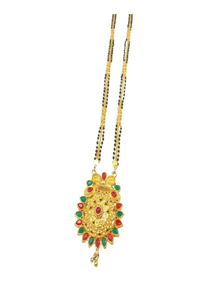 Swaroop Designer Mangalsutra For Women Stylish New Gold Plated Mangalsutra Long Size Heavy Design Long Black Bead Chain 182 - Image 1