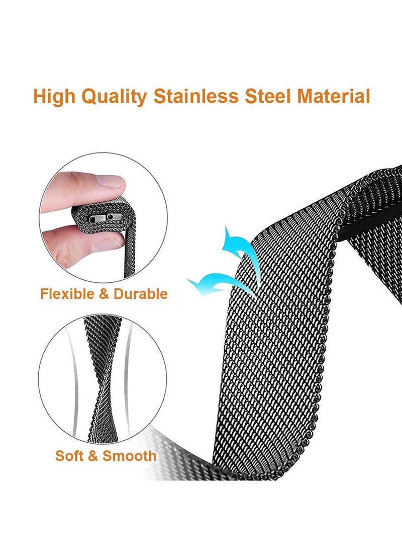 O Ozone (Pack of 2) Milanese Loop Band Compatible with Samsung Galaxy FIT3, Magnetic Stainless Steel Mesh Quick Release Adjustable Replacement Smartwatch Wristband Straps for Men Women - Image 2