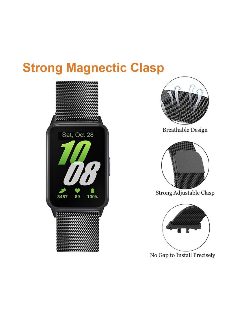 O Ozone (Pack of 2) Milanese Loop Band Compatible with Samsung Galaxy FIT3, Magnetic Stainless Steel Mesh Quick Release Adjustable Replacement Smartwatch Wristband Straps for Men Women - Image 3