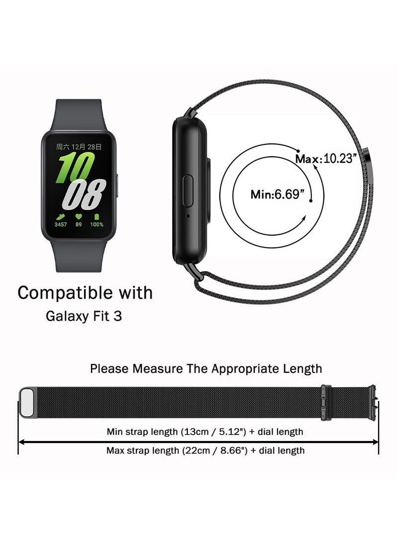 O Ozone (Pack of 2) Milanese Loop Band Compatible with Samsung Galaxy FIT3, Magnetic Stainless Steel Mesh Quick Release Adjustable Replacement Smartwatch Wristband Straps for Men Women - Image 4