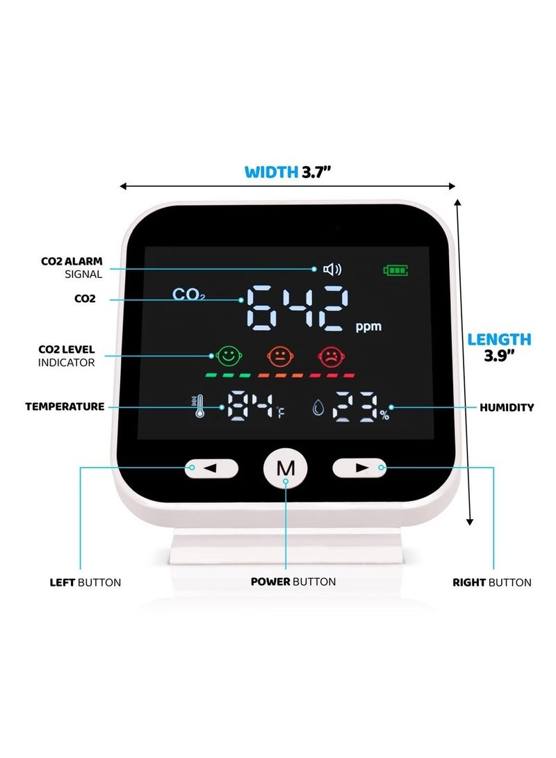 CO2 Carbon Dioxide Detector, Indoor Air Quality Monitor, Tester for Carbon Dioxide, Temperature & Humidity, Portable CO2 Meter Indoor for Travel, Premium CO2 Monitor Indoor, CO2 Sensor  - Image 2