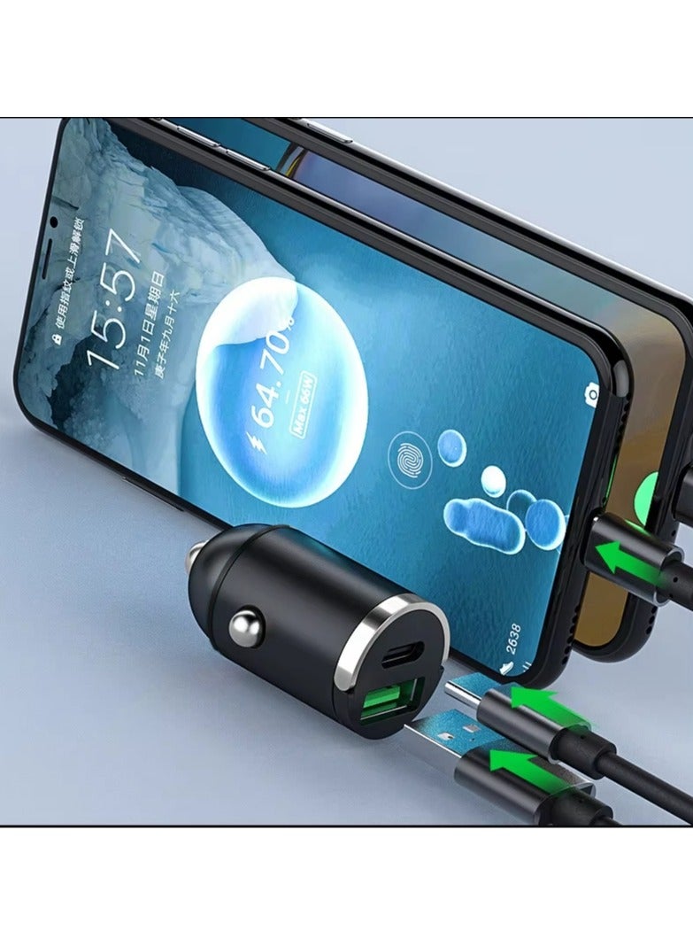JEEJPV Car Charger Fast Charging Dual USB Car Plug Adapter Car Charger Type C Compatible With iPhone 16 15 14 13 12 11 iPad Pro mini 6 Samsung S24 S23 S22 Xiaomi Airpods 4 Apple Watch S10 Black  - Image 3