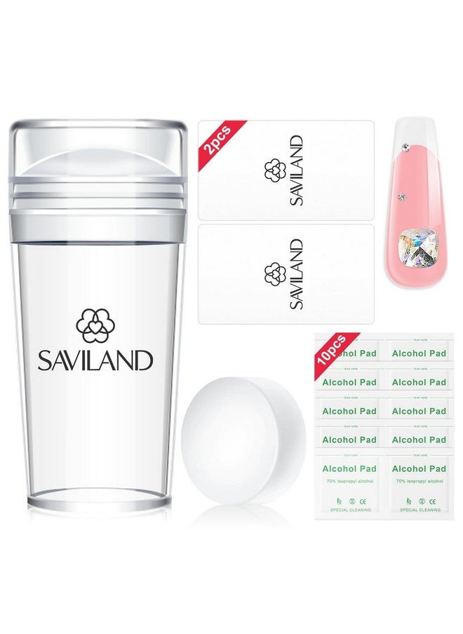 Saviland - Saviland French Tip Stamp: 14PCS French Tip Nail Tool with Replaceable Stamper Head, Clear Silicone Nail Stamper kit French Nail Stamper with Scrapers for French Manicure Tool Home DIY Nail Art Salon - Image 1