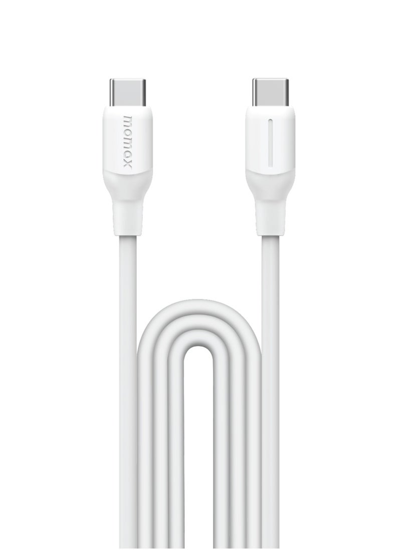 Momax - Momax Flow 60W USB-C to USB-C 1.2m Silicone Cable, Fast Charging and Data Transfer, White - Image 1