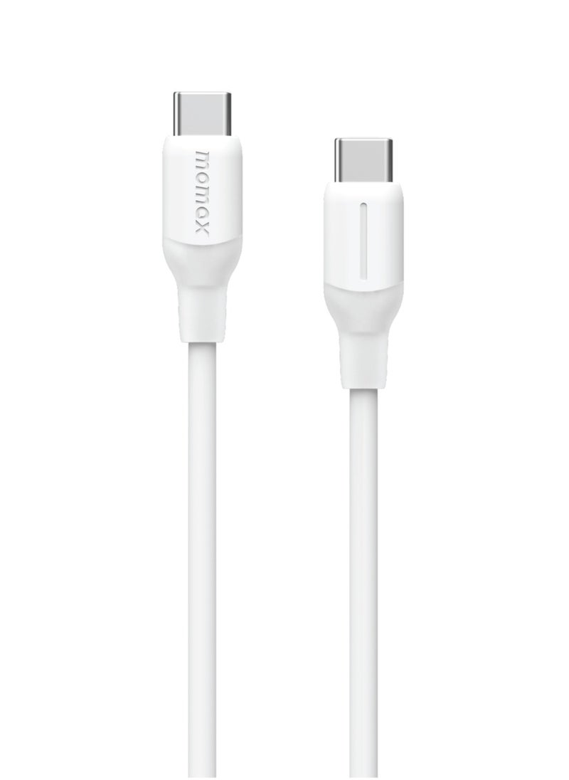Momax - Momax Flow 60W USB-C to USB-C 1.2m Silicone Cable, Fast Charging and Data Transfer, White - Image 1