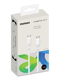 Momax Momax Flow 60W USB-C to USB-C 1.2m Silicone Cable, Fast Charging and Data Transfer, White  - Image 4