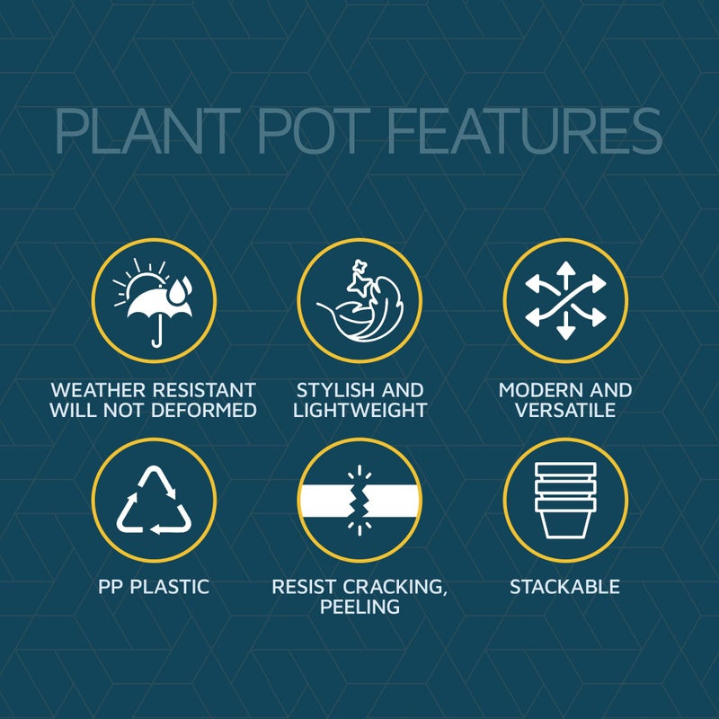Lifemaster Eco Friendly Plant Pot Set -5-Pack Home Decor Flower Indoor and Outdoor Plastic Pots with Drainage Holes, Assorted Sizes (7", 6.6", 6", 5.3", 4.8") - Stackable Garden Versatile Planters - Image 5