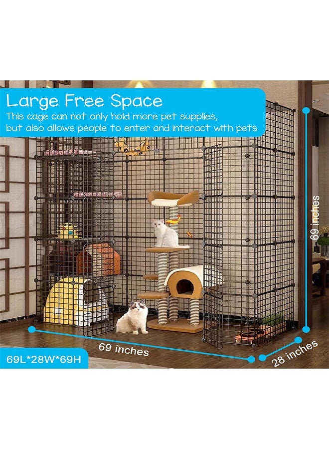 Generic Large Cat Cage Indoor DIY Pet Playpen Detachable Metal Animal Kennels Crate Small Animal House Foldable Yard Fence Cage Large Exercise Place with 5 Door 4 Tier for 1-4 Cats  - Image 2