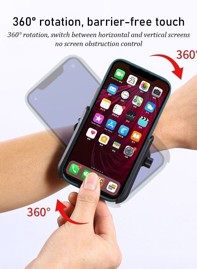 Multifunctional Universal Mobile Phone Holder Black, Portable Metal Mobile Phone Holder, Adjustable Mobile Phone Holder, 360-Degree Universal Mobile Phone Holder, Stable Alloy Mobile Phone Holder, Retractable Mini Selfie Stick/Black, Wrist Strap, 360-Degree Rotating Sports Wristband Mobile Phone Holder, Live Video Shooting Wristband Mobile Phone Holder - Image 2
