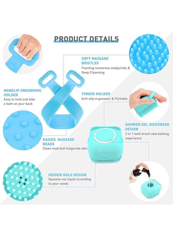 Mishrit Silicone Bath Body Back Scrubber Brush+Silicone Shower Brush with Soap Dispenser, Bath & Body Brushes, Shower Brush, Double-sided Brush (2 pic). - Image 4