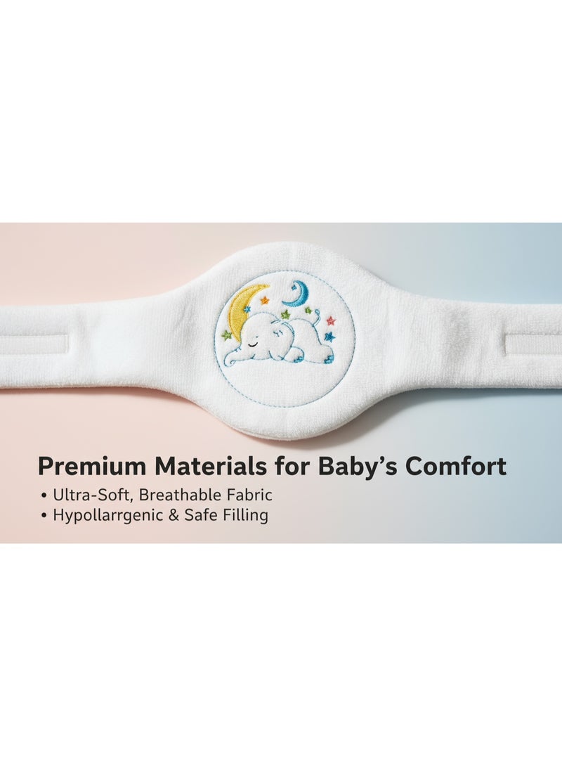 حزام المغص للرضع الأطفال بنواة الكرز، حزام مغص الاطفال مصنوع من قطن نقي قابل للتعديل بنسبة 100٪،حزام منع المغص،  وسادة تدفئة لبطن الرضيع لتخفيف الغازات والمغص (فيل) - Image 5