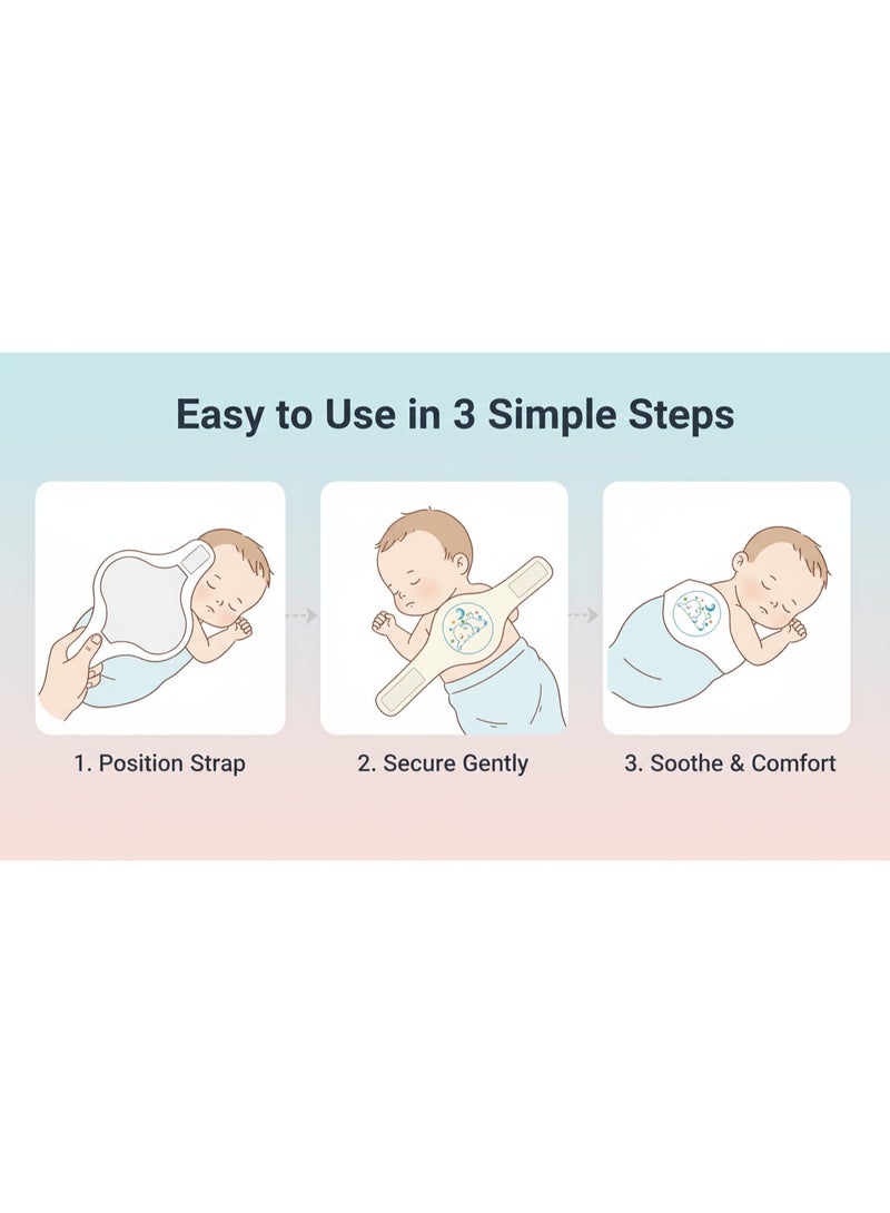 حزام المغص للرضع الأطفال بنواة الكرز، حزام مغص الاطفال مصنوع من قطن نقي قابل للتعديل بنسبة 100٪،حزام منع المغص،  وسادة تدفئة لبطن الرضيع لتخفيف الغازات والمغص (فيل) - Image 4