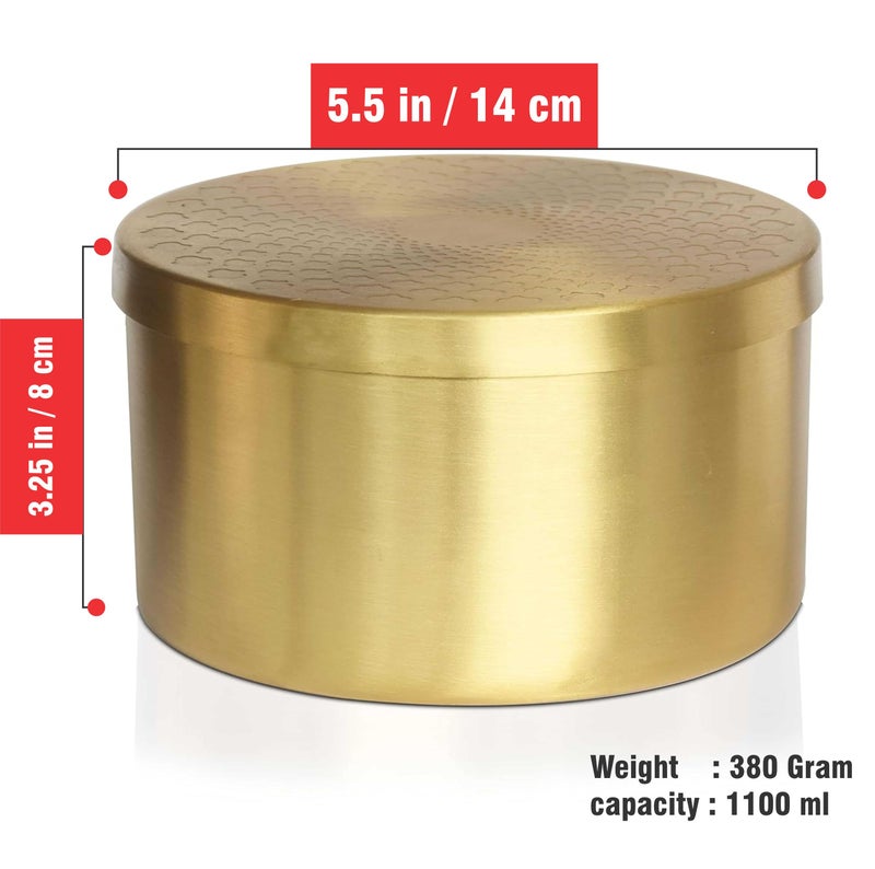 Pure Source India Brass Masala Storage Container for Dry Fruits, Candy, or as a Serving Bowl Decorative, Rustproof & Durable Container (GOLD 1100ML 1Pcs) - Image 3