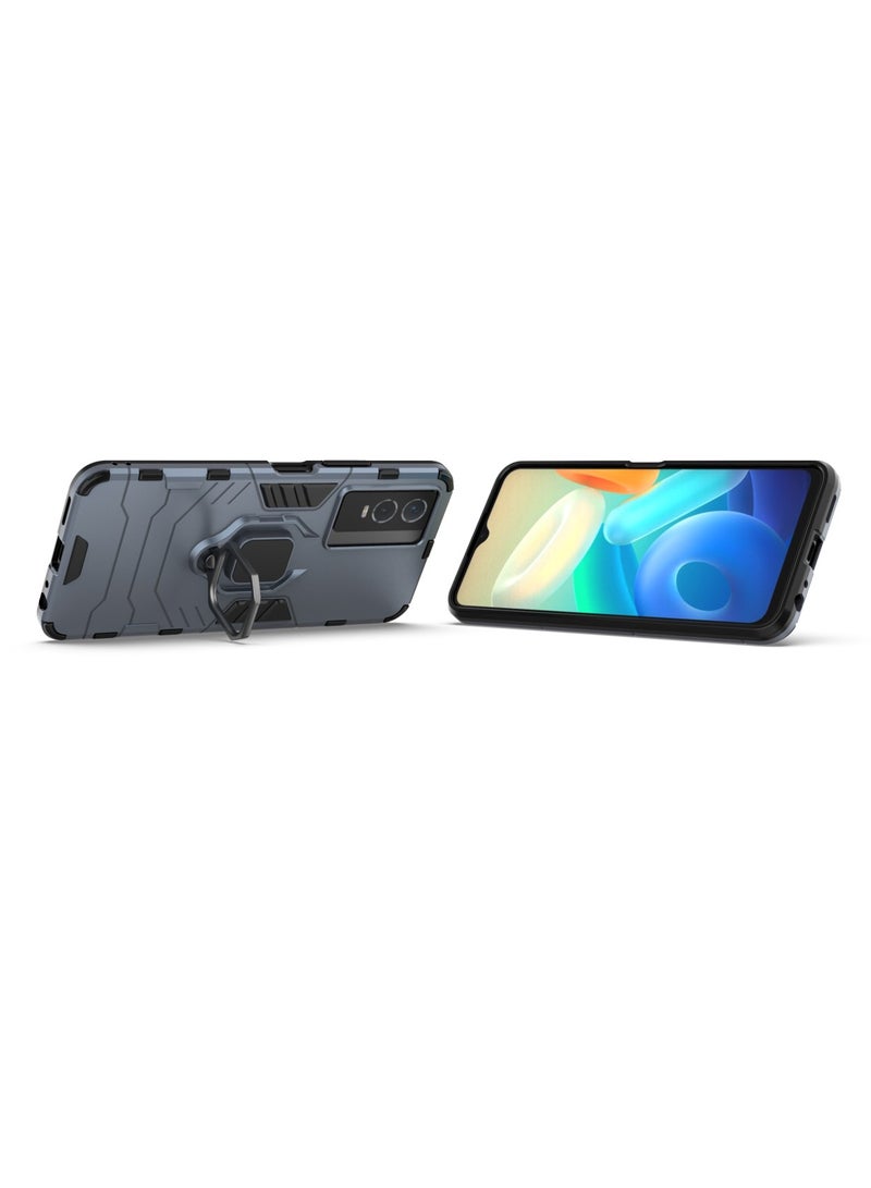 غطاء حماية ViVo Y76s مع مسند خلفي للسيارة مزود بحلقة تثبيت باللون الأزرق - Image 2
