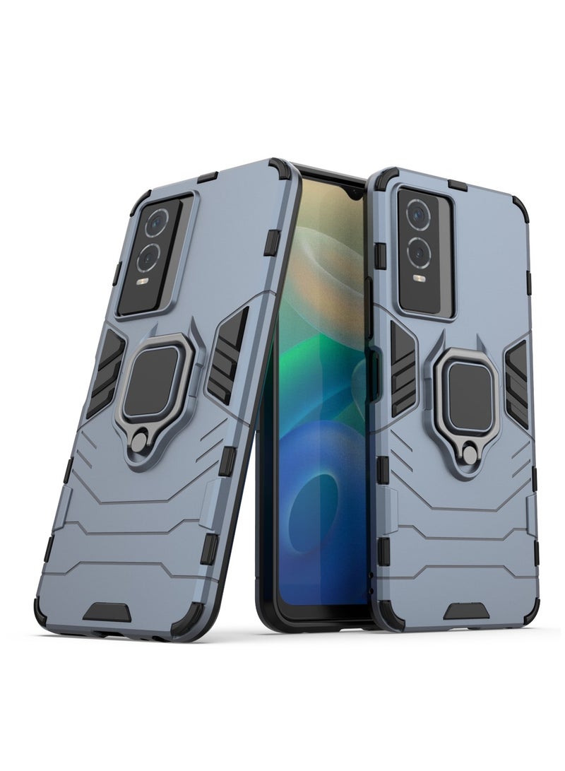 غطاء حماية ViVo Y76s مع مسند خلفي للسيارة مزود بحلقة تثبيت باللون الأزرق - Image 1
