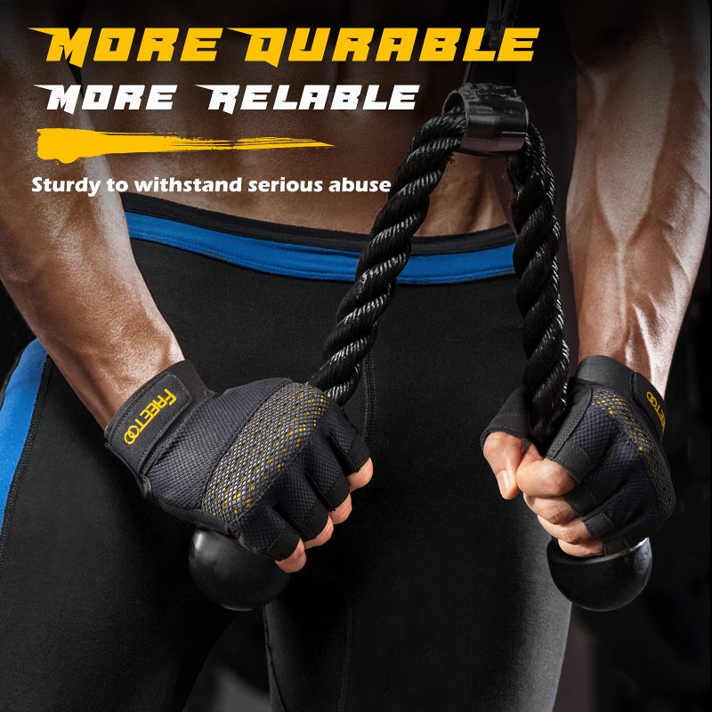 FREETOO Workout Gloves for Men 2021 Latest, [Full Palm Protection] [Ultra Ventilated] Weight Lifting Gloves with Cushion Pads and Silicone Grip Gym Gloves Durable Training Gloves for Exercise Fitness - Image 5