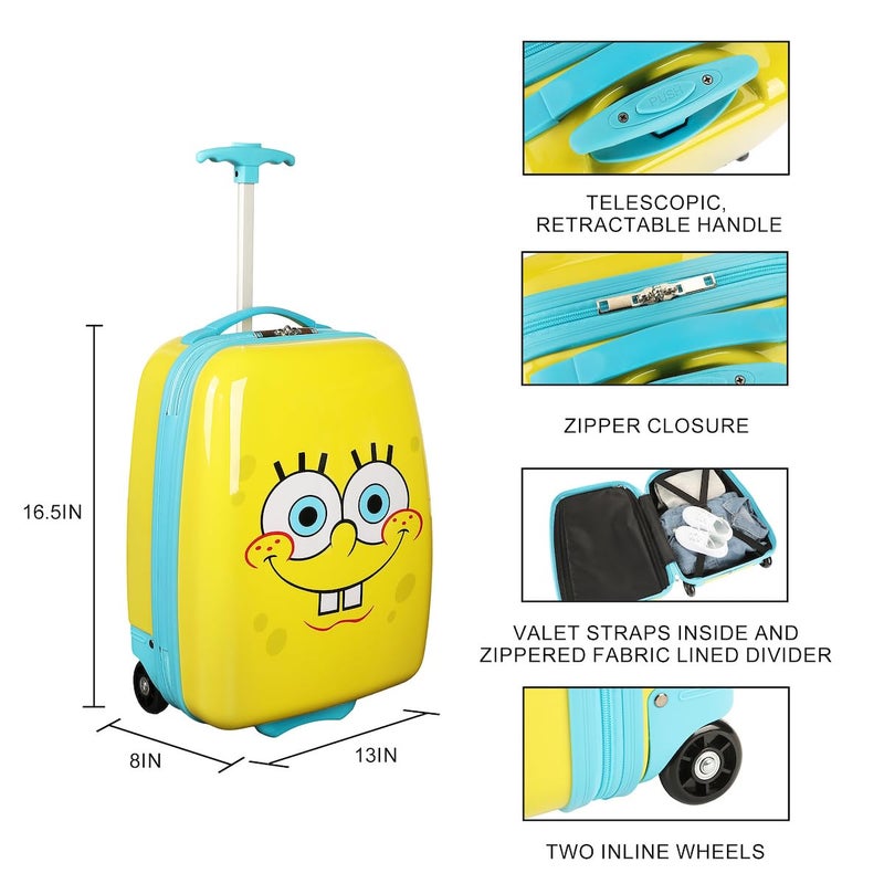Bioworld Spongebob Squarepants Face 16.5" Youth 2-Wheel Luggage - Image 2