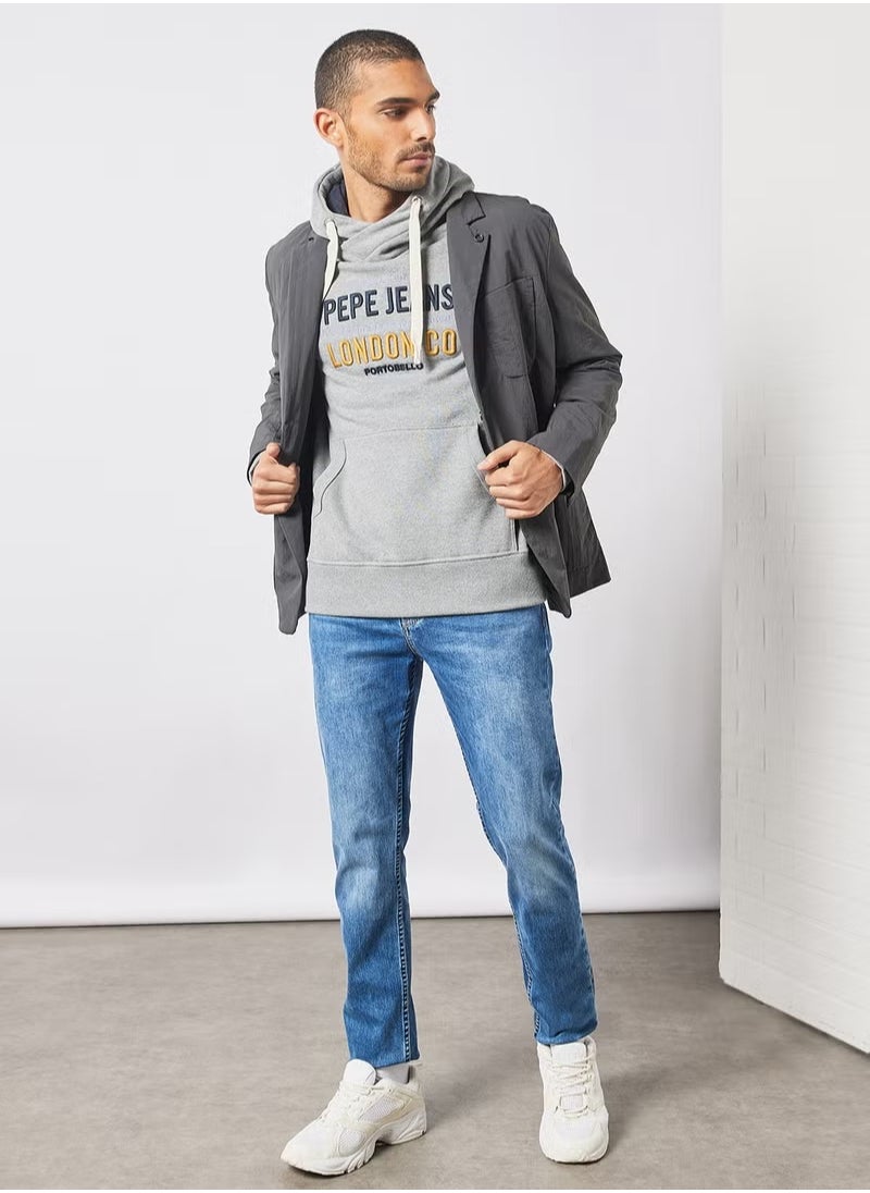 Pepe Jeans LONDON - Neville Logo Hoodie Grey - Image 1