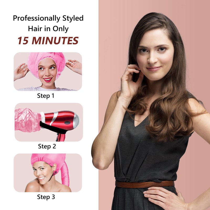 Beautyours Safety Portable Hair Dryer Bonnet Attachment for Hair Styling - Deep Pink - Image 5