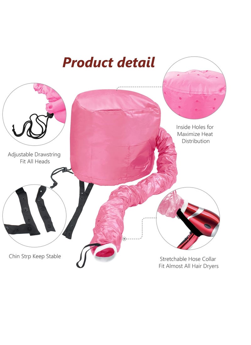 Beautyours - Safety Portable Hair Dryer Bonnet Attachment for Hair Styling - Deep Pink - Image 1