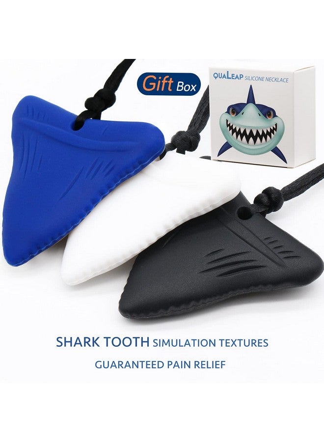 QUALEAP AMBER Shark Tooth Chew Necklace For Kids Boys Or Girls Chewing Necklace Teething Necklace Teether Necklace Chew Toys Teething Toys Designed For Chewing Autism Sensory Teether Toy (3 Pack) - Image 3