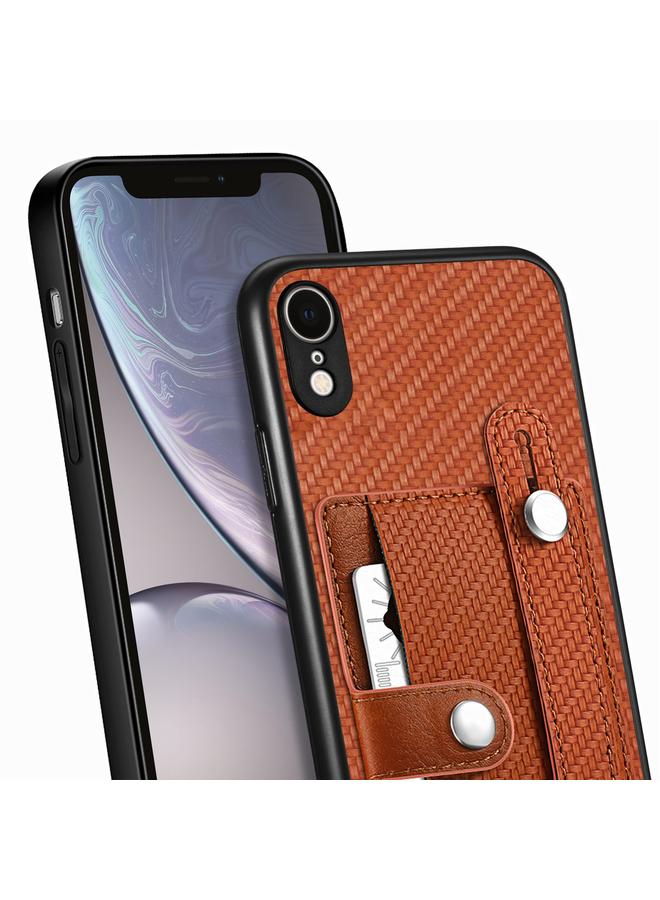 اس-توب جراب لهاتف iPhone XR مزود بسوار معصم ومسند ومحفظة بطاقات وغطاء خلفي وحافظة هاتف مع سكين أداة - Image 4