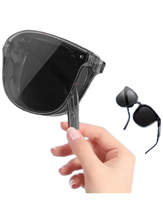 YIDUN Foldable Sunglasses, Unisex Portable Anti-Glare Square Frame Glasses, Black - Image 1