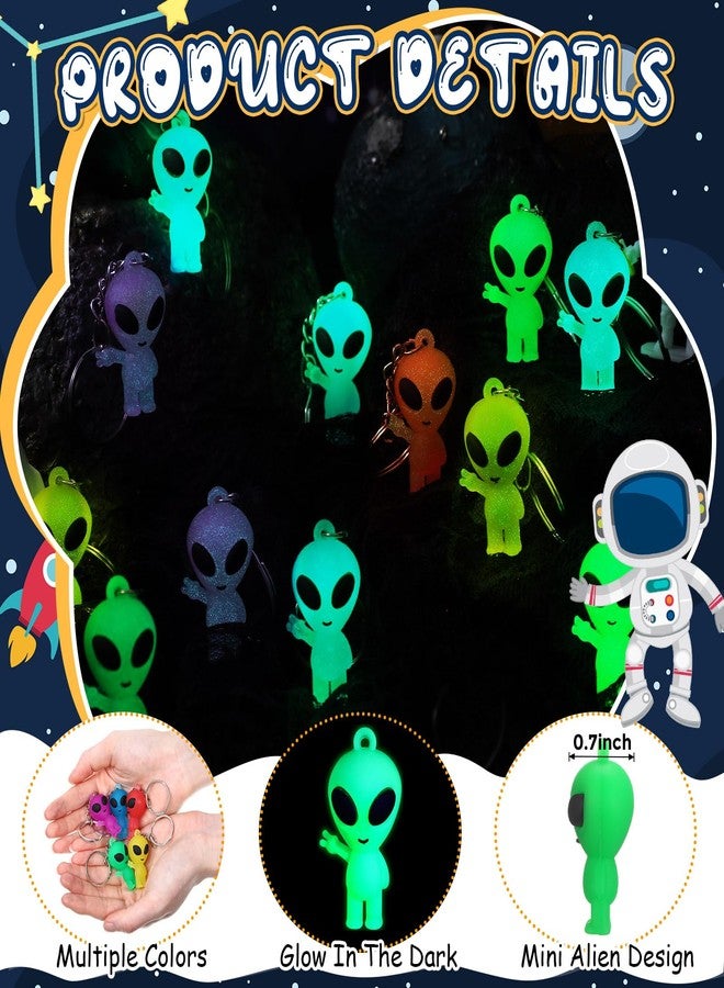 Equsion 50 Pcs Mini Alien Figures Glow in The Dark Keychains Little Tiny Rubber Aliens Figurine Keychain Easter Bulk Gifts Goodie Bag Piñata Stuffers for Space Party Favors Halloween (Colorful) - Image 3
