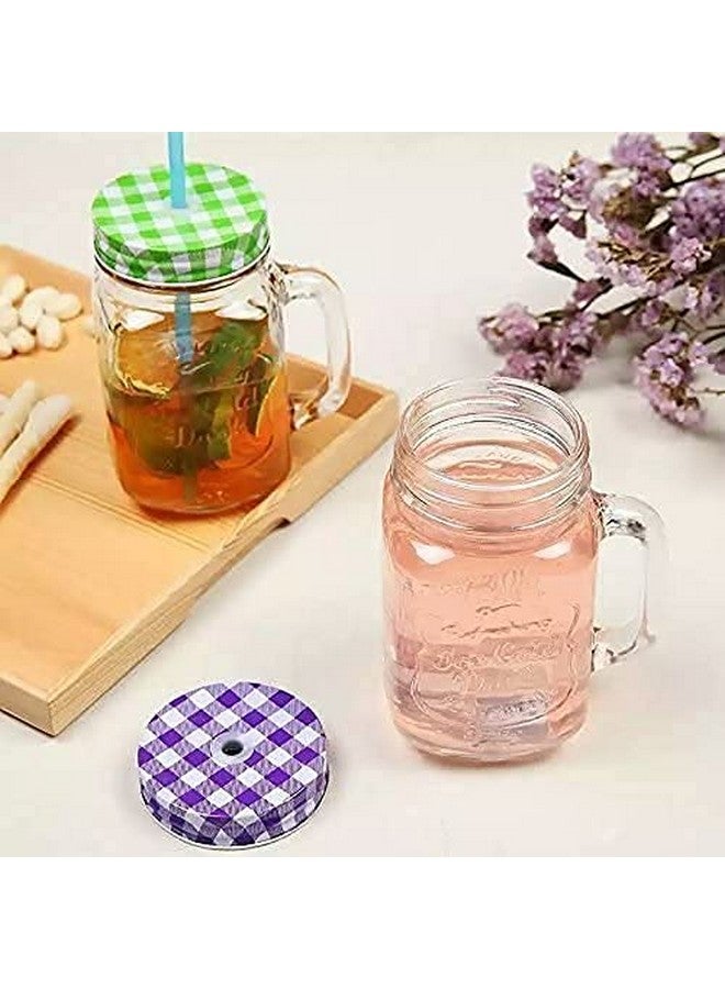 Kosh Mason Jar With Lid And Straw For Drinks, Beverages Fruit Juice Glass Airtight Frosty Jar with Handle Mason mug Jars set with Lid and Reusable Straw (Random Color, Clear, 450 ml) (1 PC) - Image 3
