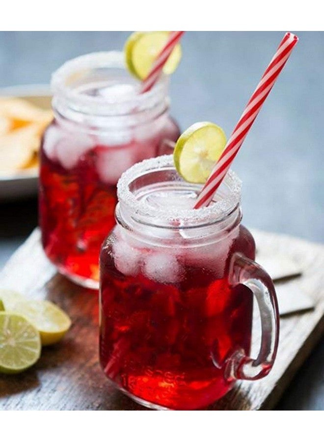 Kosh Mason Jar With Lid And Straw For Drinks, Beverages Fruit Juice Glass Airtight Frosty Jar with Handle Mason mug Jars set with Lid and Reusable Straw (Random Color, Clear, 450 ml) (1 PC) - Image 2