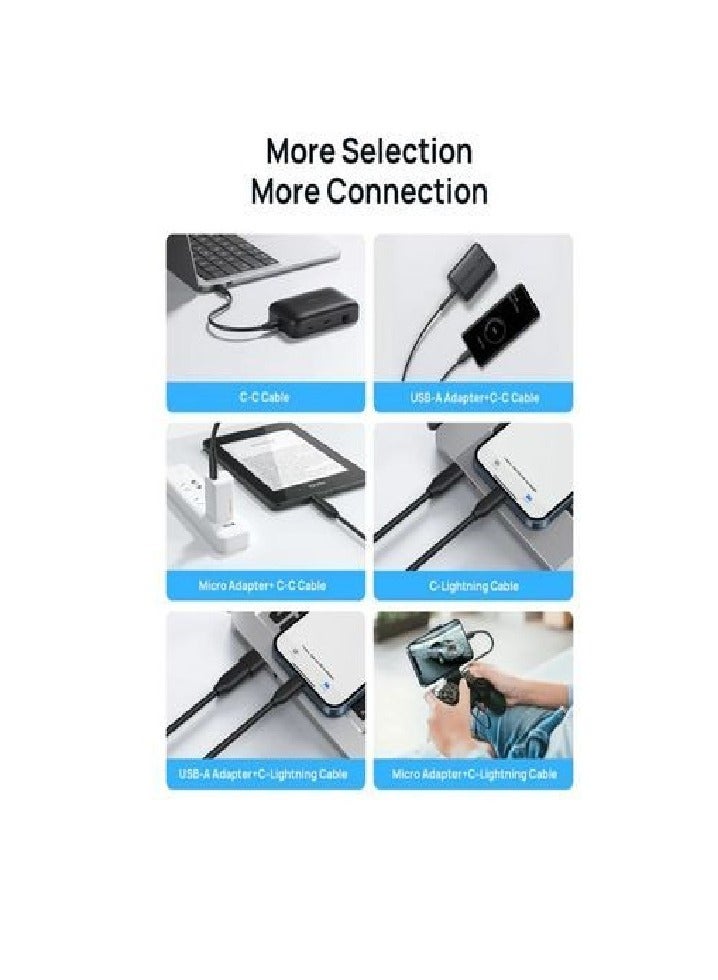 جيسوس JSAUX USB C Hub OmniCase 7-in-1 Type C Hub منظم إلكتروني (تخزين الكابلات) مع 1000M Ethernet، 4k HDMI، 100W USB C PD، USB 3.0، محطة إرساء بطاقة SD/TF، أسود - Image 4