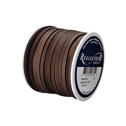 Realeather رباط جلد لاتيجو من سيلفر كريك ليثير كو لصناعة الحرف والمجوهرات، 1/8" × 50'، بني داكن - Image 2